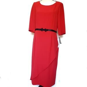Y2K Julian Taylor Midi Womtens Dress Sz 10 Holiday Wrap Career Classic Retro